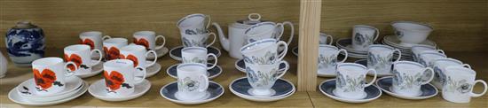 A Susie Cooper Glen Mist coffee set and a Corn Poppy part tea service